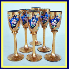 Antique Moser Liquor Cobalt Blue Glass Tray Decanter Glasses Set (4641)