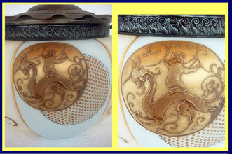 Antique Crown Milano Royal Flemish Glass Cracker Barrel Biscuit Jar Enamel (4822)