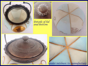 Antique Crown Milano Royal Flemish Glass Cracker Barrel Biscuit Jar Enamel (4822)