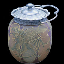 Mt Washington Royal Flemish Glass biscuit jar griffin dolphin