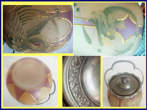 Mt Washington Royal Flemish Glass Biscuit Jar Mythologica Griffin Dolphin (4823)