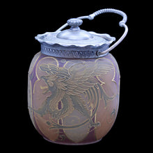 Mt Washington Royal Flemish Glass Biscuit Jar Mythologica Griffin Dolphin (4823)