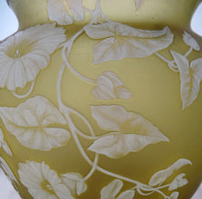 Antique Signed Thomas Webb Carved Cameo Glass Bowl Citron Yellow Large (5642)