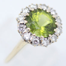 Antique Cluster Ring Peridot Diamonds 14k Gold Edwardian w appraisal (5985)