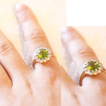 Antique Cluster Ring Peridot Diamonds 14k Gold Edwardian w appraisal (5985)