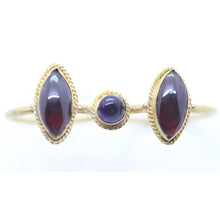 Antique Ancient Greek Hellenistic Double Ring Garnets Amethyst 20k Gold pre Georgian(6030)