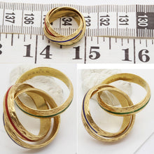 Vintage Hermes Ring 18k Gold Trio Red Blue Green Enamel Hermes Paris (6094)