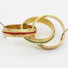 Vintage Hermes Ring 18k Gold Trio Red Blue Green Enamel Hermes Paris (6094)
