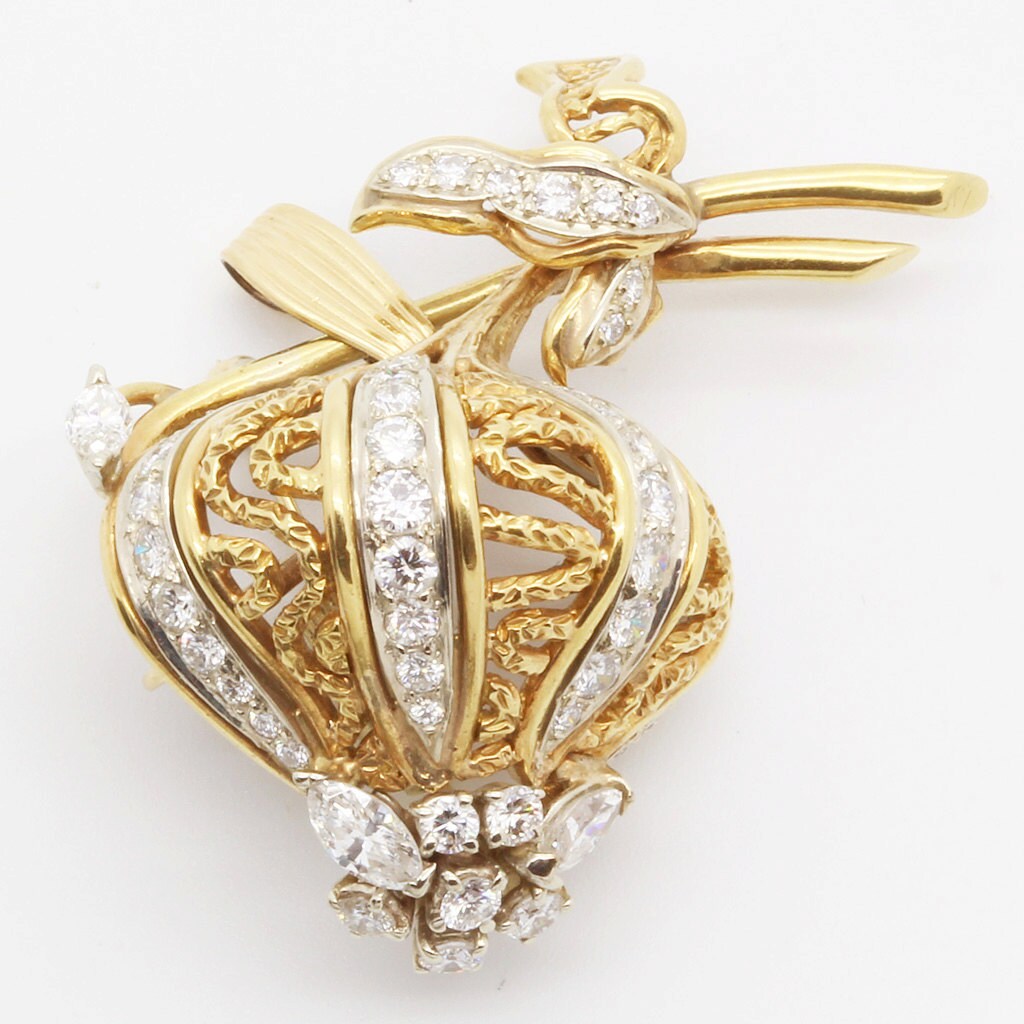 Vintage Tiffany & Co Brooch Pendant 18k Gold Platinum Diamonds Appraisals (1274)