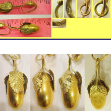 Earrings Antique French 18k Gold Acorns Day Night 19C (4744)