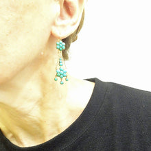 Antique Victorian Earrings Ear Pendants 15k Gold Turquoise C1860 English (6114)