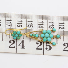 Antique Victorian Earrings Ear Pendants 15k Gold Turquoise C1860 English (6114)