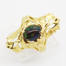 Antique Art Nouveau Ring 18k Gold Black Opal French Henri-Victor Miault (6105)