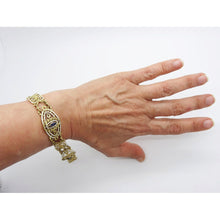 Signed Gariod Gautrait Antique Bracelet 18k Gold Sapphire Diamond Enamel (6132)