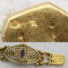 Signed Gariod Gautrait Antique Bracelet 18k Gold Sapphire Diamond Enamel (6132)