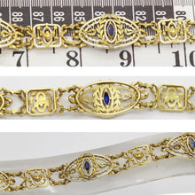 Signed Gariod Gautrait Antique Bracelet 18k Gold Sapphire Diamond Enamel (6132)