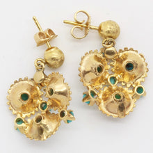 Vintage Earrings Retro 14k Gold Turquoise circa 1940 - 1960 (6139)