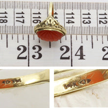 Chinese 14k Gold carved Carnelian Ring Vintage Antique Art Deco - Retro (6144)