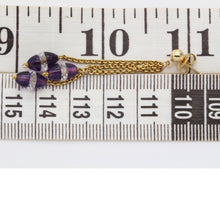 Art Deco Earrings Gold Carved Amethyst Rock Crystal Move Swing Dangle (6162)