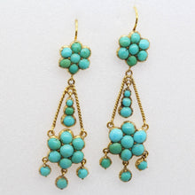Antique Victorian Earrings Ear Pendants 15k Gold Turquoise C1860 English (6114)