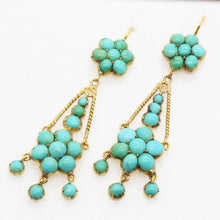 Antique Victorian Earrings Ear Pendants 15k Gold Turquoise C1860 English (6114)