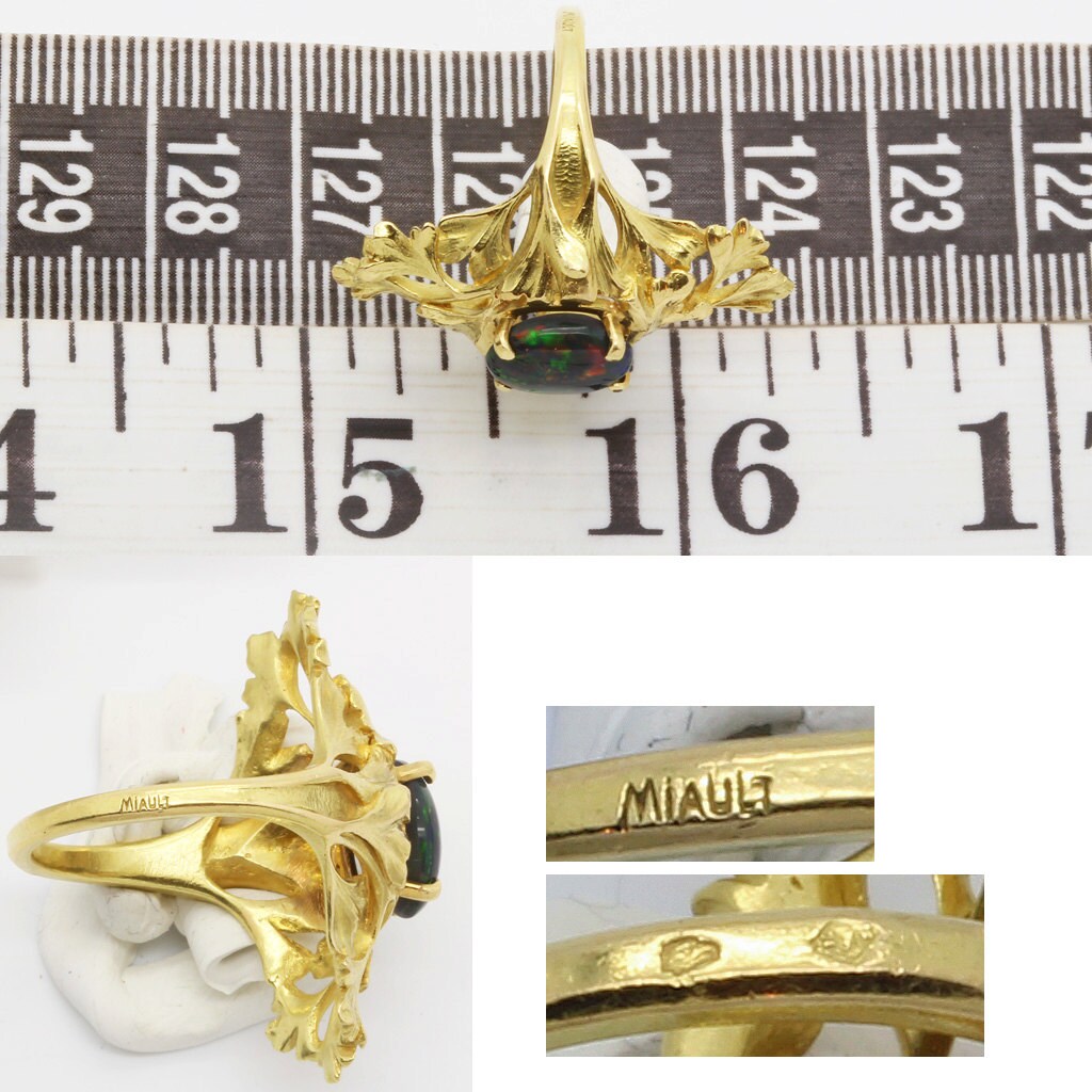 Antique Art Nouveau Ring 18k Gold Black Opal French Henri-Victor Miault (6105)