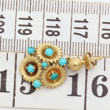Vintage Earrings Retro 14k Gold Turquoise circa 1940 - 1960 (6139)