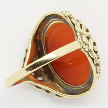 Chinese 14k Gold carved Carnelian Ring Vintage Antique Art Deco - Retro (6144)