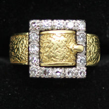 Vintage Buckle Ring 18k Gold and Diamonds Retro Ring circa 1940 (6189)