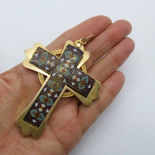 Antique Renaissance Cross Pendant Gold Enamel w Victorian Gold Case Unisex (6165