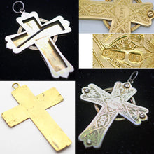 Antique Renaissance Cross Pendant Gold Enamel w Victorian Gold Case Unisex (6165