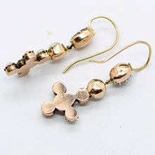 Antique Victorian Earrings Cross Ear Pendants 14k Gold Garnets Pearls (6215)