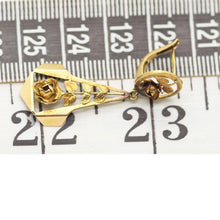 Antique Vintage Art Deco Earrings Ear Pendants French 18k Gold Roses (6226)