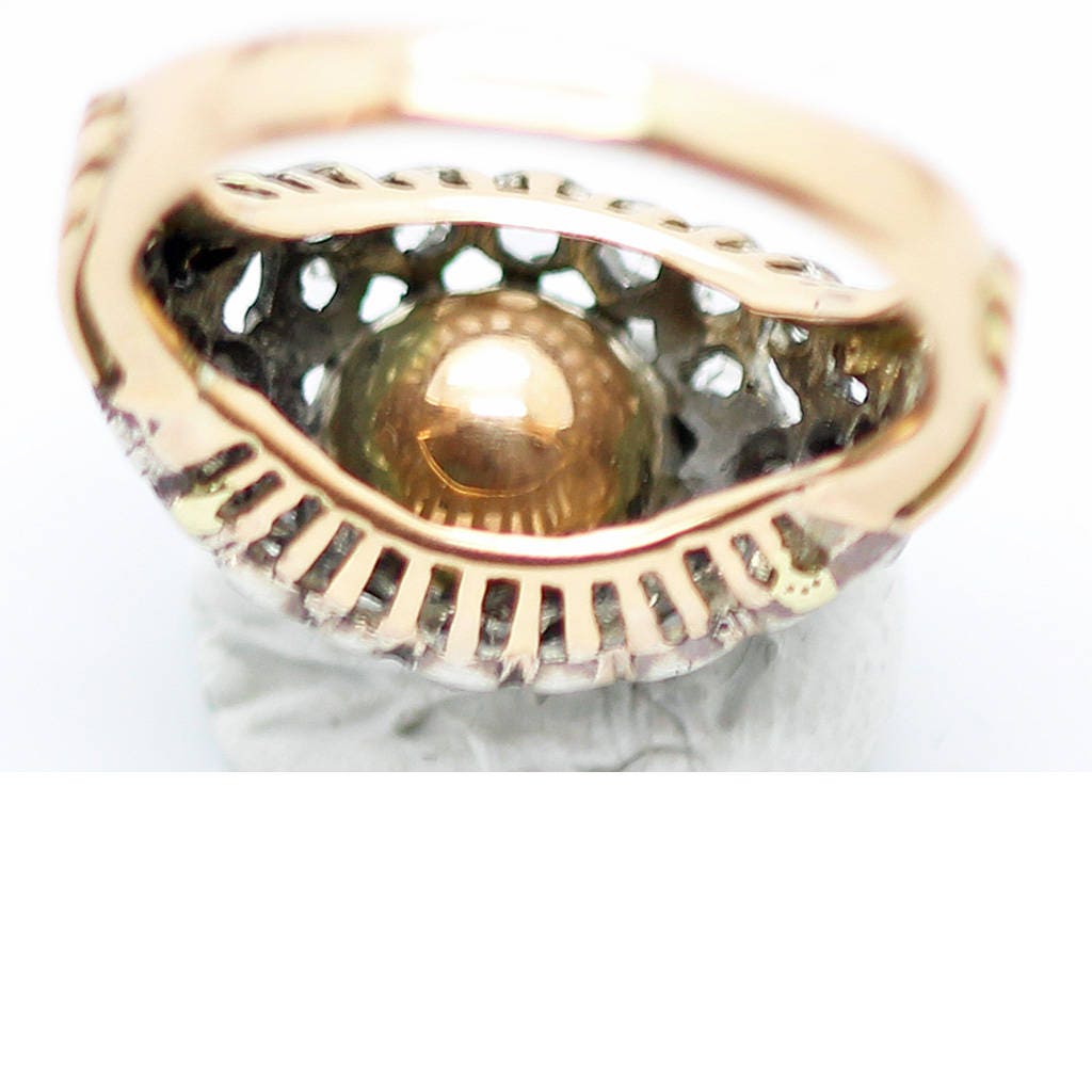 Antique Victorian Diamond Ring Engagement Wedding Ring 14k Gold and Silver (6249)