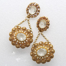 Antique Georgian Earrings Cannetille 15k Gold Pearls Paste Day Night (6286)