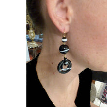 Antique Victorian Earrings Mourning Jewelry 18k Gold Carved Agate French (6326)
