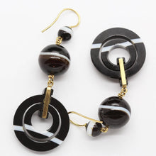 Antique Victorian Earrings Mourning Jewelry 18k Gold Carved Agate French (6326)