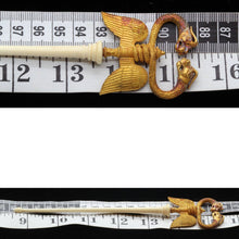 Castellani Caduceus Hairpin Snakes Dragons Wings Gold Filigree (6164)