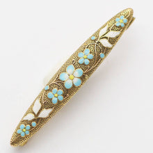 Antique Art Nouveau Krementz Gold Enamel Brooch Bar Pin Newark Unisex (6209)