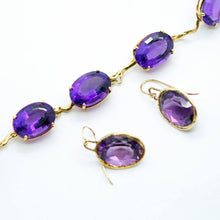 Vintage Earrings Bracelet Set Amethyst 14k Gold Custom Made 1950-80's  (6211)