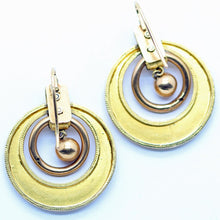 Antique Earrings Gold Turquoise Hoops Victorian Italian Classic Revival (6240)