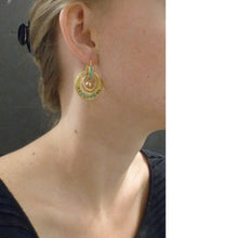 Antique Earrings Gold Turquoise Hoops Victorian Italian Classic Revival (6240)
