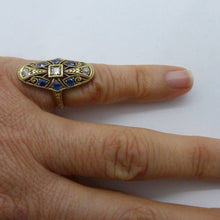 Antique Arts and Crafts Art Nouveau Ring 14k Gold Sapphires Diamonds (6283)