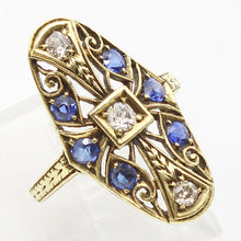 Antique Arts and Crafts Art Nouveau Ring 14k Gold Sapphires Diamonds (6283)