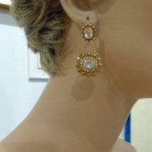 Antique Georgian Earrings Cannetille 15k Gold Pearls Paste Day Night (6286)