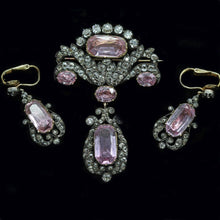 Antique Brooch Pendant Earrings Diamonds Pink Topaz Gold Set w Appraisal (6306