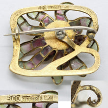 Jugendstil Nouveau Brooch Plique-a-jour Enamel Gilt Silver Meyle & Mayer (6313)