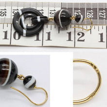 Antique Victorian Earrings Mourning Jewelry 18k Gold Carved Agate French (6326)