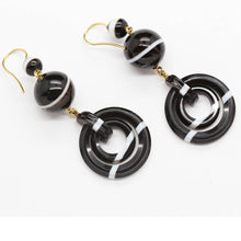 Antique Victorian Earrings Mourning Jewelry 18k Gold Carved Agate French (6326)