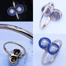 Antique Victorian Ring 18k Gold Pearls Blue Enamel French Napoleon III (6346)